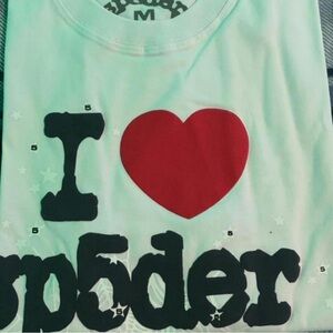 White and Red Short Sleeve Tee with Heart Graphic